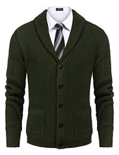 Load image into Gallery viewer, COOFANDY Men's Shawl Collar Cardigan Sweater Slim Fit Cable Knit Button up Sweater with Pockets
