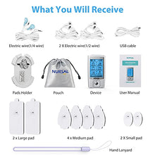 Load image into Gallery viewer, NURSAL 24 Modes TENS Unit Muscle Stimulator with Continuous Stimulation, Rechargeable Electronic Pulse Massager with 8 Pads for Back and Shoulder Pain Relief and Muscle Strength