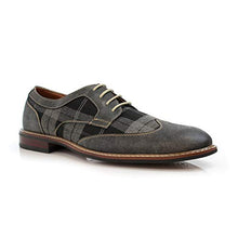 Load image into Gallery viewer, Ferro Aldo Phillip MFA19312 Mens Classic Brogue Wingtip Perforated Oxford Derby Dress Shoes (6.5, Grey Plaid, 6.5)