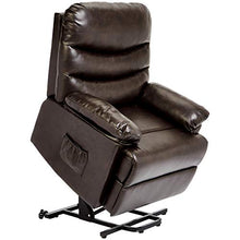 Load image into Gallery viewer, JC Home Sabadell Wall-Hugger Power-Lift Recliner with Faux-Leather Upholstery, Burnt Brûlée