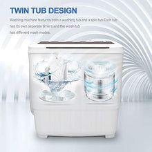 Load image into Gallery viewer, 2020 latest Portable Washing Machine, KUPPET 16.5lbs Compact Twin Tub Wash&Spin Combo for Apartment, Dorms, RVs, Camping and More, White&Brown