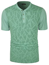 Load image into Gallery viewer, TAPULCO Men's Short Sleeve Running Shirts Quick Dry Athletic Workout Collarless Polo Golf 3 Buttons Henley V Neck Color Block Casual Summer Dry Fit Tops Olive Medium