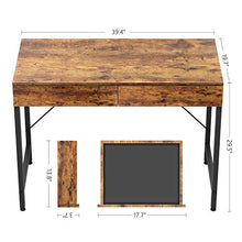Load image into Gallery viewer, CubiCubi Computer Small Desk, 40 inches with 2 Storage Drawers for Home Office Writing Desk, Makeup Vanity Console Table, Rustic Brown