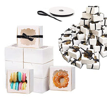 Load image into Gallery viewer, XP-Art Cookie Boxes for Gift Giving Pastry Boxes with Window Macaron Boxes Donut Boxes 4x4x2.5in Bakery Boxes(50Pack)