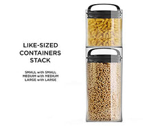 Load image into Gallery viewer, Prepara, Black Gloss handle, Evak Fresh Saver Airless Canister, Glass & Stainless, Small, Medium