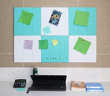 Load image into Gallery viewer, Large Bulletin Board Each 11.8" x 11.8" Omitfu 6 Pcs Felt Pin Board Tiles Used as Vision or Message Memo Notice Board with 3M Adhesive and A Box of Pushpins(White+Turquoise)