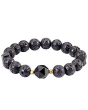 Load image into Gallery viewer, Lightock Lava Rock Obsidian Bracelet for Men Women Essential Oil Diffuser Yoga Bracelets Bangle Stone Beads 10mm Unisex