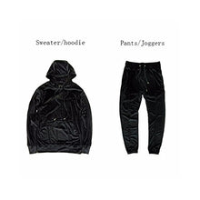 Load image into Gallery viewer, HANGJIA Men's Hoodies Hip Hop Swag Velvet Velour Long Sleeve Hooded Sweatshirt Black XL