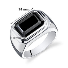Load image into Gallery viewer, Mens 7.00 Carats Black Onyx Octagon Ring Sterling Silver Size 10