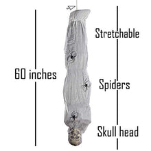 Load image into Gallery viewer, 4E’s Novelty Hanging Cocoon Corpse Prop | Halloween Scary Decorations Outdoor | 60 Inch/5 Ft Scary Hanging Skeleton Mummy with Spider, Flexible - for Haunted House, Yard Decor, Graveyard Scene