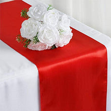 Load image into Gallery viewer, Tiger Chef 12-Pack Red 12 x 108 inches Long Satin Table Runner for Wedding, Table Runners fit Rectangle and Round Table Decorations for Birthday Parties, Banquets, Graduations, Engagements