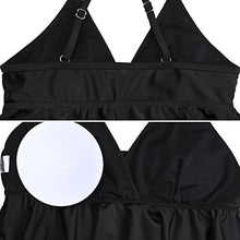 Load image into Gallery viewer, Bhome Maternity Two Pieces Bikini Set High Waisted Swimsuit Ruffle Swimwear Summer Black with Leopard L