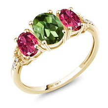 Load image into Gallery viewer, Gem Stone King 10K Yellow Gold Engagement Ring 1.48 Ct Oval Green Tourmaline Pink Tourmaline AAA (Size 6)
