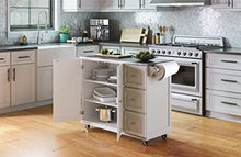 Load image into Gallery viewer, Homestyles Kitchen Cart with Stainless Steel Metal Top Rolling Mobile Kitchen Island with Storage and Towel Rack 54 Inch Width Off White