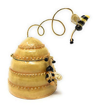 Load image into Gallery viewer, Kubla Craft Enameled Bees on Beehive Trinket Box, Accented with Austrian Crystals