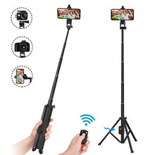 Load image into Gallery viewer, Selfie Stick Tripod,54" Extendable Tripod Stand with Cell Phone Mount Holder & Rechargeable Wireless Remote,Lightweight, Compatible with iPhone & Android Phone,Camera,Gopro