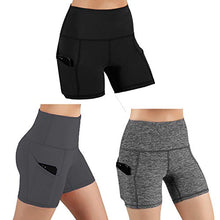 Load image into Gallery viewer, Lounge Sets for Women Shorts Summer,Yoga Pants High Waist Workout Yoga Running Compression Exercise Shorts Side Pockets 3 Pcs (Small)
