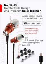 Load image into Gallery viewer, Symphonized NRG MFI Wired Earbuds – Apple Certified – in-Ear Noise-Isolating – Stereo Headphones – Premium Genuine Bubinga Wood – Lightning Headphones Compatible with Apple Devices (Black)