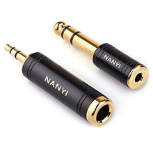 Load image into Gallery viewer, NANYI 1/4 Inch - 1/8 Inch Stereo Headphone Adapter Cables Connector, Upgrade 3.5mm - 6.35mm Jack Stereo Socket Female to Jack Stereo Plug Male for Headphone, Amp Adapte, Black 1-1 Pack