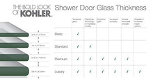 Load image into Gallery viewer, KOHLER Levity® Sliding Shower Door, 74-in H X 56-5/8 -59-5/8-in W, with 1/4-in Thick Crystal Clear Glass with towel bars, Matte Nickel