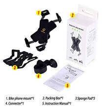 Load image into Gallery viewer, visnfa New Bike Phone Mount with Stainless Steel Clamp Arms Anti Shake and Stable 360° Rotation Bike Accessories/Bike Phone Holder for Any Smartphones GPS Other Devices Between 4 and 7 inches