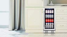 Load image into Gallery viewer, Kalamera 15 & 24 inch 96 or 154 Cans Capacity Beverage Cooler - Built in Counter or Freestanding - for Soda, Water, Beer or Wine - For Kitchen or Bar with Blue Interior Light