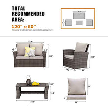 Load image into Gallery viewer, Wisteria Lane 4 Piece Outdoor Patio Furniture Sets, Wicker Conversation Set for Porch Deck, Gray Rattan Sofa Chair with Cushion