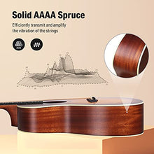Load image into Gallery viewer, Donner Acoustic Guitar Beginner Full Size 41 Inch Soild Spruce Top Cutaway Grand Auditorium Adult Starter Bundle Kit with Gig Bag Strap Tuner Capo Pickguard String 4 Picks Cloth Right Hand