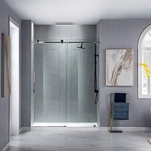 Load image into Gallery viewer, WOODBRIDGE Frameless Sliding, 56"-60" Width, 76" Height, 3/8" (10 mm) Clear Tempered Glass, Finish, Designed for Smooth Door Closing and Opening. MBSDC6076-C, C-Shower 60" X 76" Chrome I