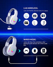 Load image into Gallery viewer, Jeecoo G80 Wireless Gaming Headset - 7.1 Surround Sound, Detachable Noise Canceling Mic, Low Latency 2.4G Wireless Gaming Headphones, Shining RGB - Works with PS4 PS5 PC Laptop Computers