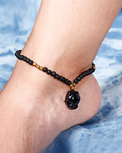 Load image into Gallery viewer, Lightock Lava Rock with Black Obsidian Fox Anklet Bracelet For Women Essential Oil Diffuser Lucky Gifts