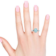 Load image into Gallery viewer, Promise Ring 925 Sterling Silver Oval Larimar Blue Topaz Platinum Plated for Women Jewelry Size 9
