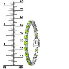 Load image into Gallery viewer, Solid Sterling Silver 6x4mm Oval Cut 9 CTW Green Peridot Brilliant Sparkle Tennis Bracelet for Women, Box Chain with Safety