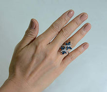 Load image into Gallery viewer, RB Gems Sterling Silver 925 Ring Genuine Gemstone Dragonfly Design with Rhodium-Plated Finish (9, London-Blue-Topaz)