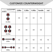 Load image into Gallery viewer, wolfyok Fitness Dumbbells Set, Adjustable Weight to 44Lbs, Home Fitness Equipment for Men and Women Gym Work Out Exercise Training with Connecting Rod Used as Barbells (Pair)