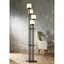 Load image into Gallery viewer, Light Tree Mission Torchiere Floor Lamp 4-Light Bronze Iron Square-Sided White Glass Shades for Living Room Bedroom - Franklin Iron Works