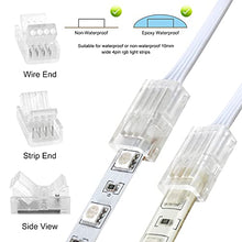 Load image into Gallery viewer, RGBZONE 32.8ft 4 Pin RGB Extension Cable Wire Cord and 5Pcs 4 Pin LED Light Strip Connectors Strip to Wire Quick Connection for 10mm Wide Waterproof or Non-Waterproof 5050 3528 LED RGB Strip Light