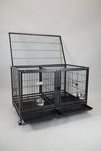 Load image into Gallery viewer, Homey Pet-43 All Metal Open Top Stackable Heavy Duty Cage(Upper) w/Floor Grid, Tray, Divider, and Feeding Bowl
