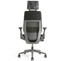 Load image into Gallery viewer, Steelcase Gesture Office Desk Chair with Headrest Plus Lumbar Support Cogent Connect Licorice Fabric Standard Black Frame
