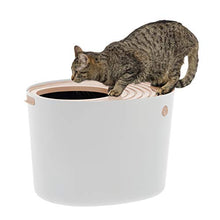 Load image into Gallery viewer, IRIS USA (586962) Top Entry Cat Litter Box with Cat Litter Scoop, White & Beige Punt-530, Large