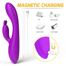 Load image into Gallery viewer, G Spot Rabbit Vibrator with Heating Function, Rose Sex Toys for Clitoris G-spot Stimulation,Waterproof Dildo Vibrator with 9 Powerful Vibrations Dual Motor Stimulator for Women or Couple Fun(Purple)