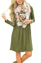 Load image into Gallery viewer, AUSELILY Women's Long Sleeve Pleated Loose Swing Casual Dress with Pockets Knee Length (XS, Wine Red)