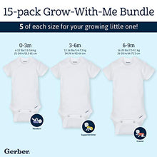 Load image into Gallery viewer, Gerber Baby 15 Piece Onesies Bodysuit Multi Pack, White, (0-3M, 6-9M, 3-6M)
