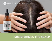 Load image into Gallery viewer, Castor Oil (2oz), USDA Certified Organic, 100% Pure, Cold Pressed, Hexane Free by Kate Blanc Cosmetics. Stimulate Growth for Eyelashes, Eyebrows, Hair. Skin Moisturizer & Hair Treatment Starter Kit
