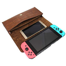 Load image into Gallery viewer, PCTC Classic Style Design Leather & PU Easy Carrying Case Soft Carry Bag Compatible for Nintendo Switch Protective Cover,1x Mini Leather Hand Strap (Brown)