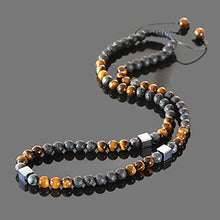 Load image into Gallery viewer, Long Beaded Necklace for Men Natural Stone Statement Jewelry Hematite Tigers Eye Labradorite Lava