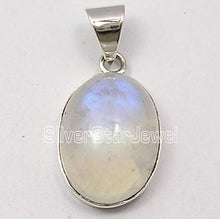 Load image into Gallery viewer, SilverStarJewel 925 Pure Sterling Silver Rainbow Moonstone Necklace Pendant 1.1" New Jewelry