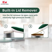 Load image into Gallery viewer, Kitchen Mama Electric Can Opener 2.0: Upgraded Blade Opens Any Can Shape - No Sharp Edge, Food-Safe, Handy with Lid Lift, Battery Operated Handheld Can Opener (Alpine Green)
