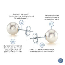 Load image into Gallery viewer, THE PEARL SOURCE 14K Gold 9-10mm Round White Freshwater Cultured Pearl Stud Earrings for Women