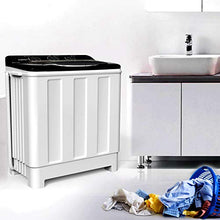 Load image into Gallery viewer, Compact Twin Tub Portable Mini Washing Machine 24lbs Capacity, Washer(16.5lbs)&Spiner(7.5lbs)/Built-in Drain Pump/Semi-Automatic (White&Black)